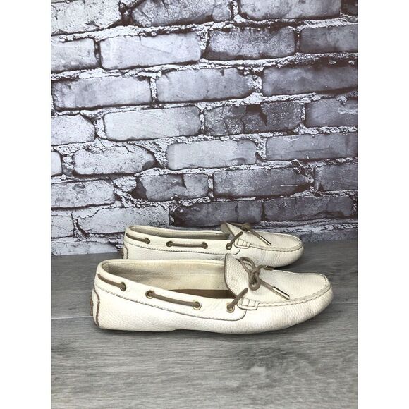 Tod’s Ivory Cream Leather Gommino Driving Moccasin Shoes Women’s Sz 40EU/9.5M US - Picture 3 of 16